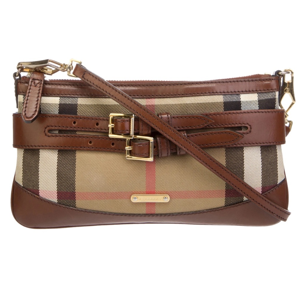 Burberry Tan and Brown Plaid Clutch - Picture 1 of 8